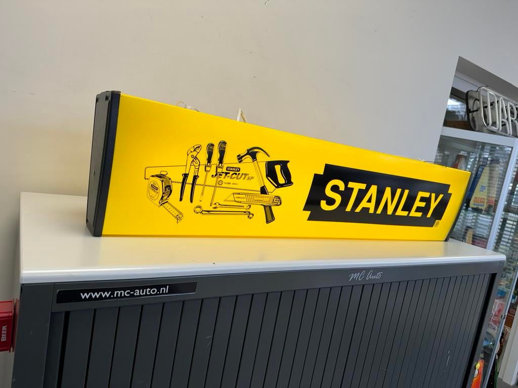 Caisson lumineux publicitaire ancien STANLEY, Enlèvement ou Envoi, Utilisé, Table lumineuse ou lampe (néon)