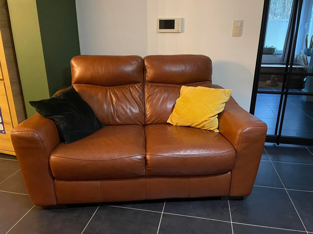Salon 3+2 en cuir camel, Enlèvement, Neuf, Cuir