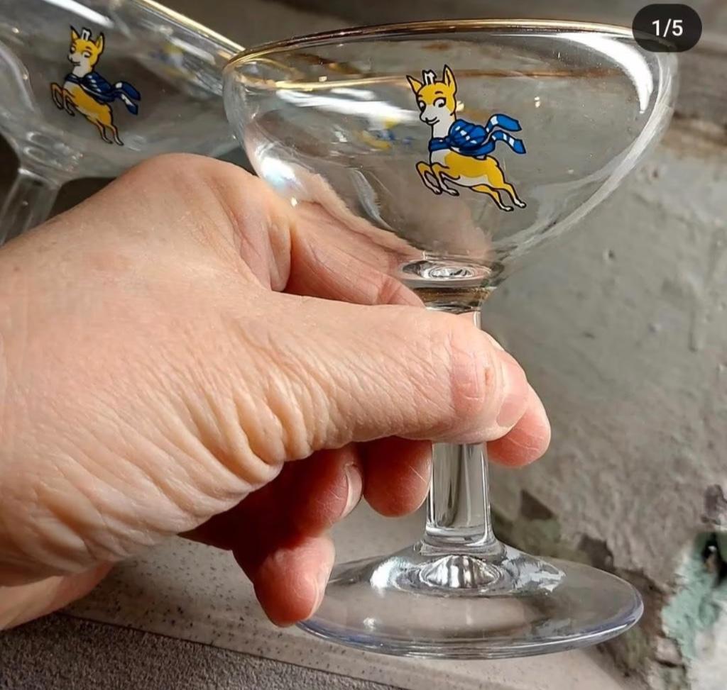 Babycham glazen 6 st, Verzamelen, Glas en Drinkglazen, Ophalen of Verzenden