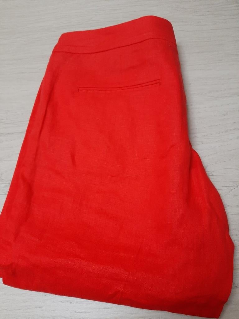 Nieuwe rode linnen broek maat 36, Ophalen, Maat 36 (S)