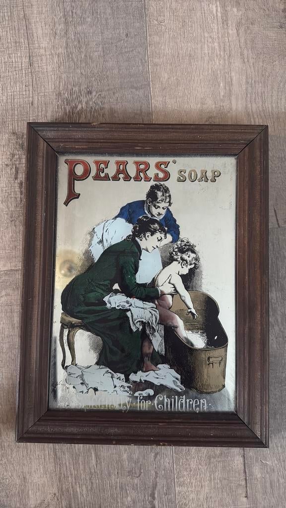 Vintage Pears’ Soap reclamebord – Retro spiegel / kader, Antiek en Kunst, Ophalen, Minder dan 50 cm, Minder dan 100 cm