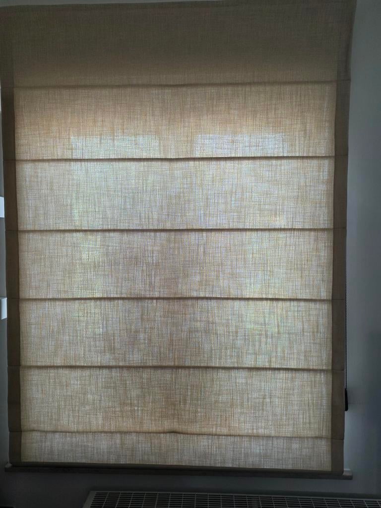 2 stuks beige gordijnen met optreksysteem ., Ophalen, Nieuw, Alle stijlen ., 150 tot 200 cm