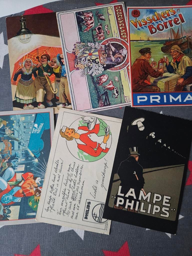 Oude reclame kaarten Philips ea., Verzamelen, Verzenden