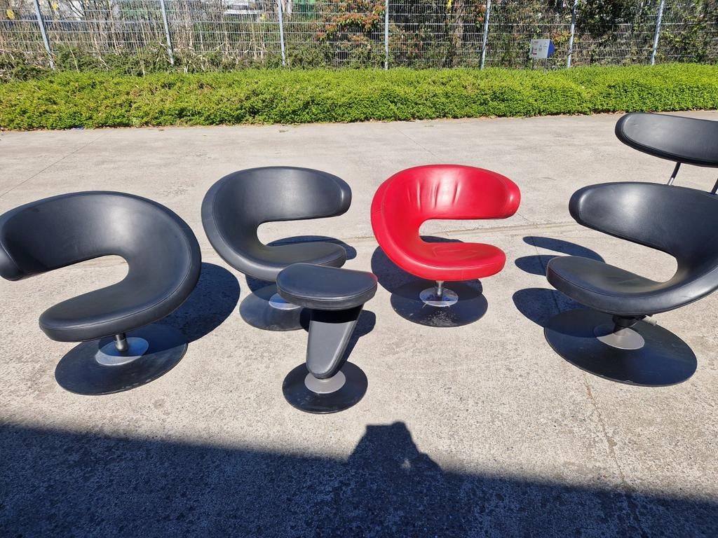 Design lounge zetels + poef – retro / modern