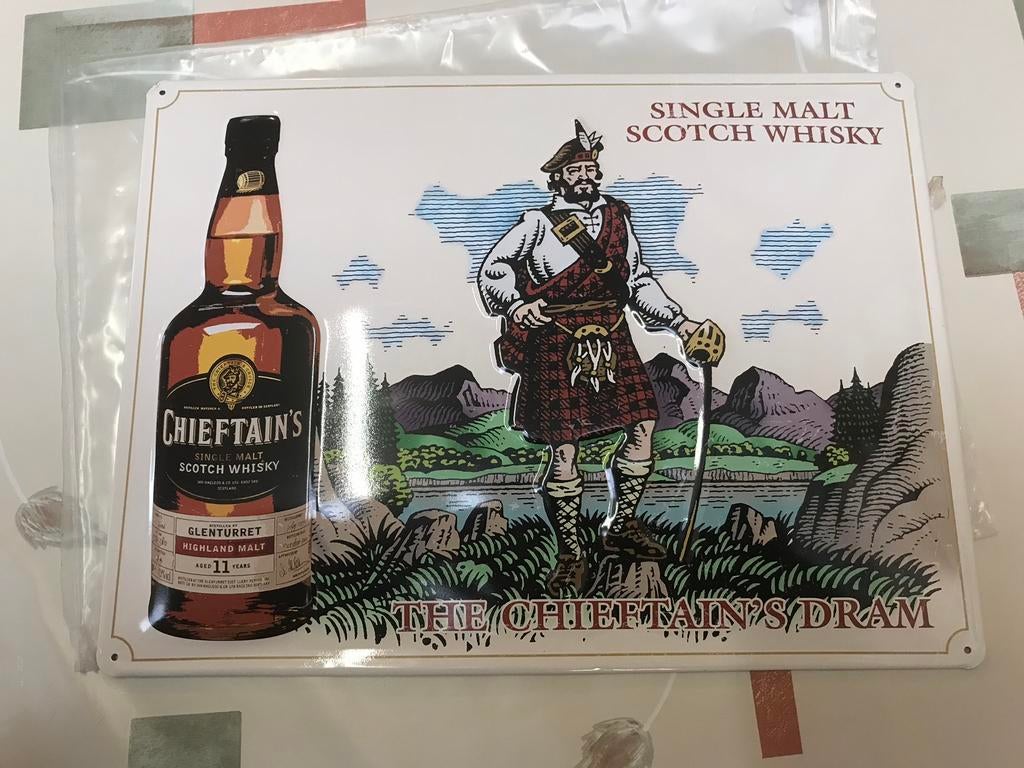 Panneau publicitaire Chieftain's Whisky en métal, Collections, Marques & Objets publicitaires, Enlèvement ou Envoi, Comme neuf