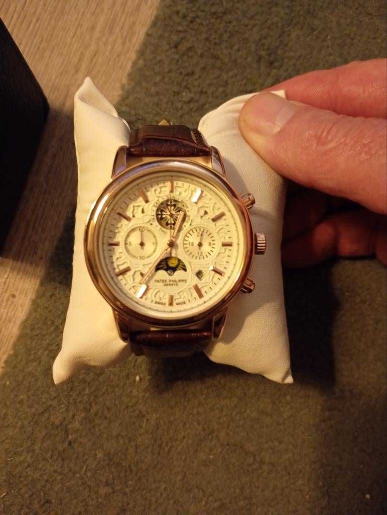 nieuwe Patek Philippemet mooi bruine leren horloge band, Overige merken, Leer, Staal, Polshorloge