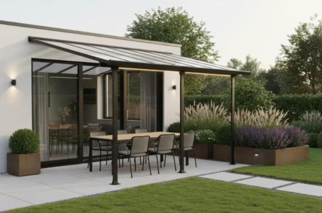 Pergola aluminium 4 x 3 antraciet grijs, Tuin en Terras, Overkappingen, Ophalen, Gebruikt