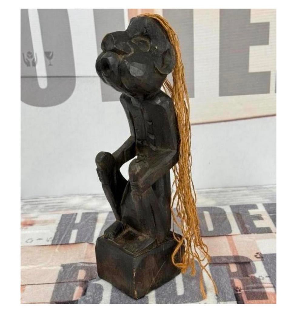 1970 - Afrique Statue assise bois sculptée à la main Senoufo, Antiquités & Art, Enlèvement ou Envoi