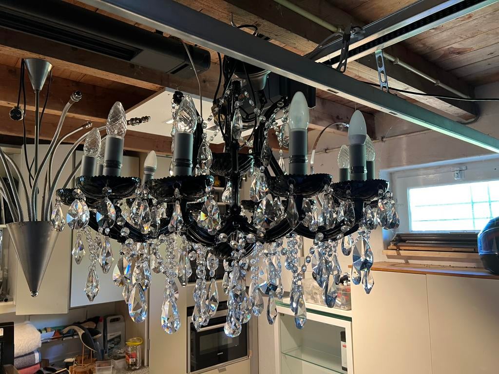 Glazen kroonluchter, Huis en Inrichting, Lampen | Kroonluchters, Ophalen, Zo goed als nieuw, Glas