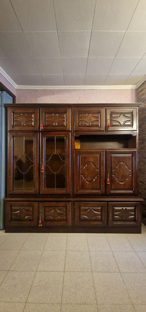 Eiken wandkast, Huis en Inrichting, Complete eetkamers, Gebruikt, 4 tot 6 stoelen, Ophalen