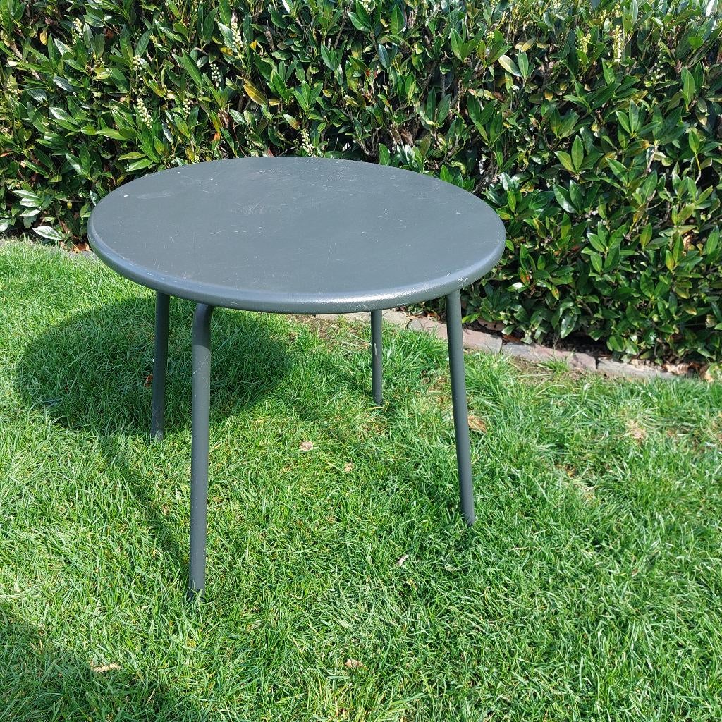 ijzeren tafeltje antraciet rond buiten, Tuin en Terras, Ophalen of Verzenden, Gebruikt, Rond
