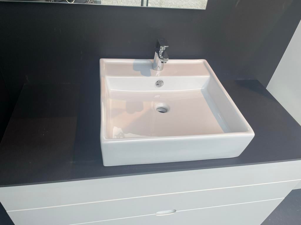 Porseleinen wasbak met Grohe kraan en multi push up, Ophalen, Nieuw, Wasbak of Wastafel