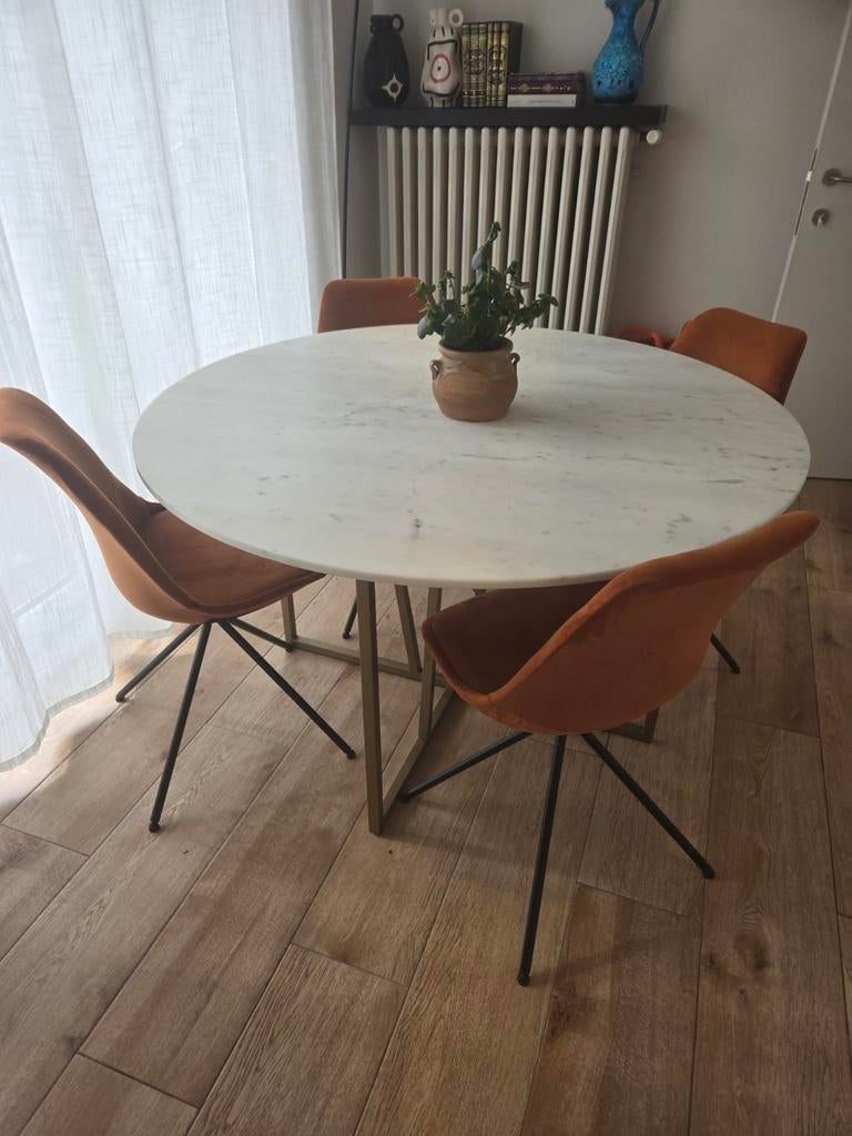 Table avec plateau en marbre et 4 chaises | maison du monde, Enlèvement