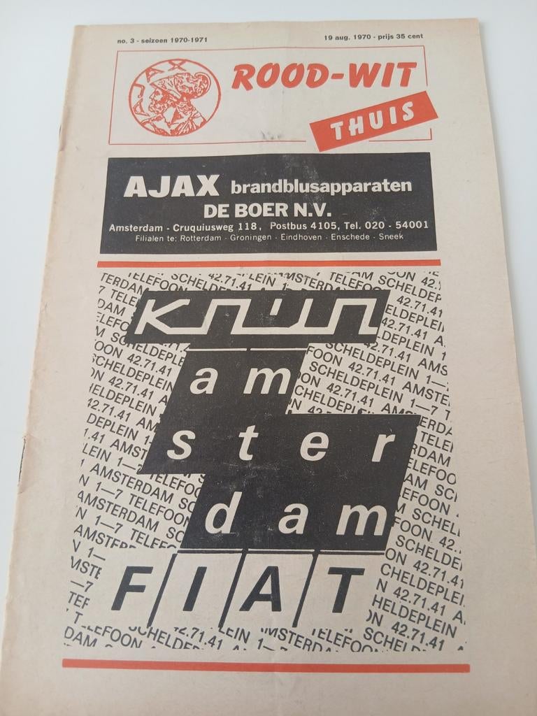 Programmaboekje Ajax - Club Brugge 19 augustus 1970, Envoi, Comme neuf