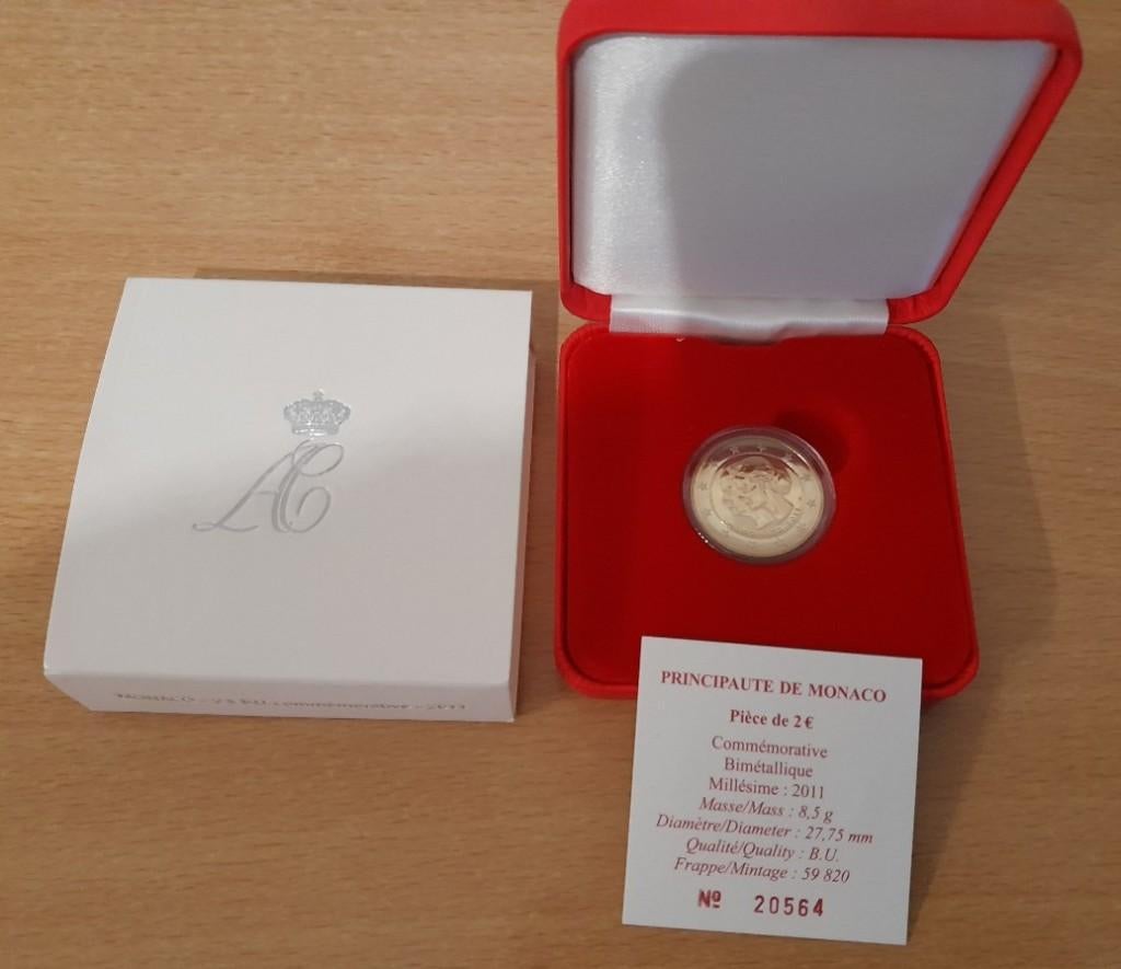 MONACO 2 euro 2011 Prins Albert en Charlene Wittstock BU, Ophalen of Verzenden, Monaco, 2 euro, Setje