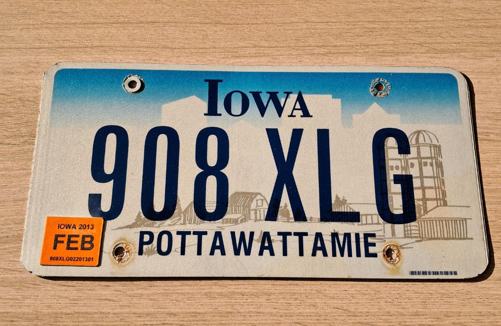 Iowa USA licence plate, Ophalen of Verzenden, Gebruikt, Auto's