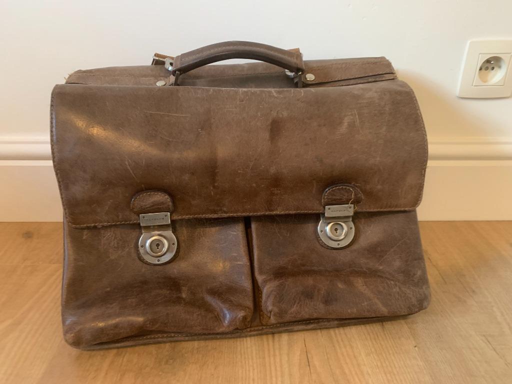 sacoche en cuir, Cuir, 30 à 40 cm, Brun, Enlèvement