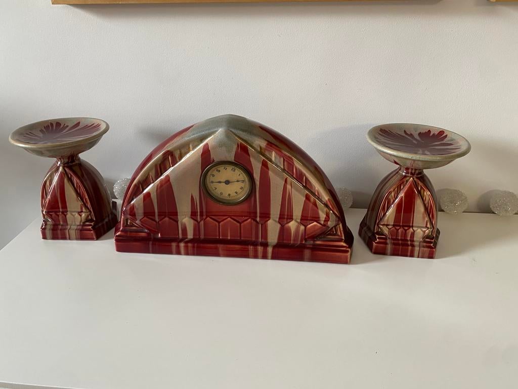 Garniture de cheminée Art Déco Thulin, Antiquités & Art, Enlèvement ou Envoi