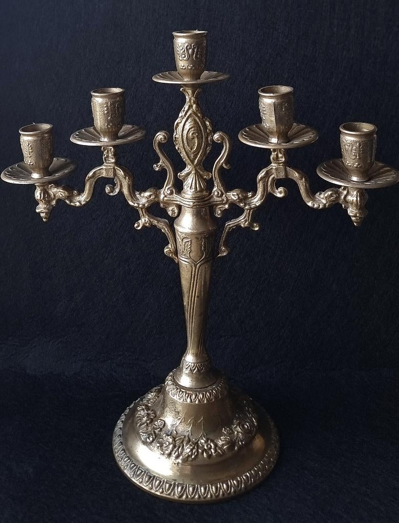 Bougie décorative à 5 branches, Italie 1950-70,Barocco d'Oro, Envoi