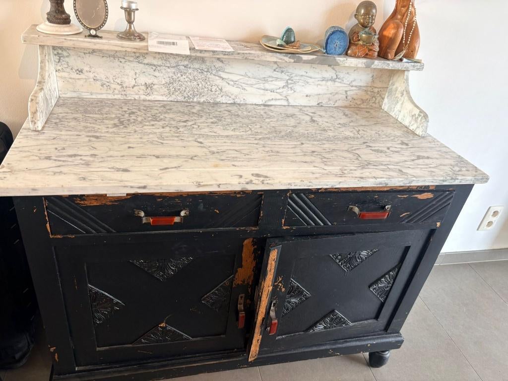 Vintage kast met wit marmeren  blad, Enlèvement