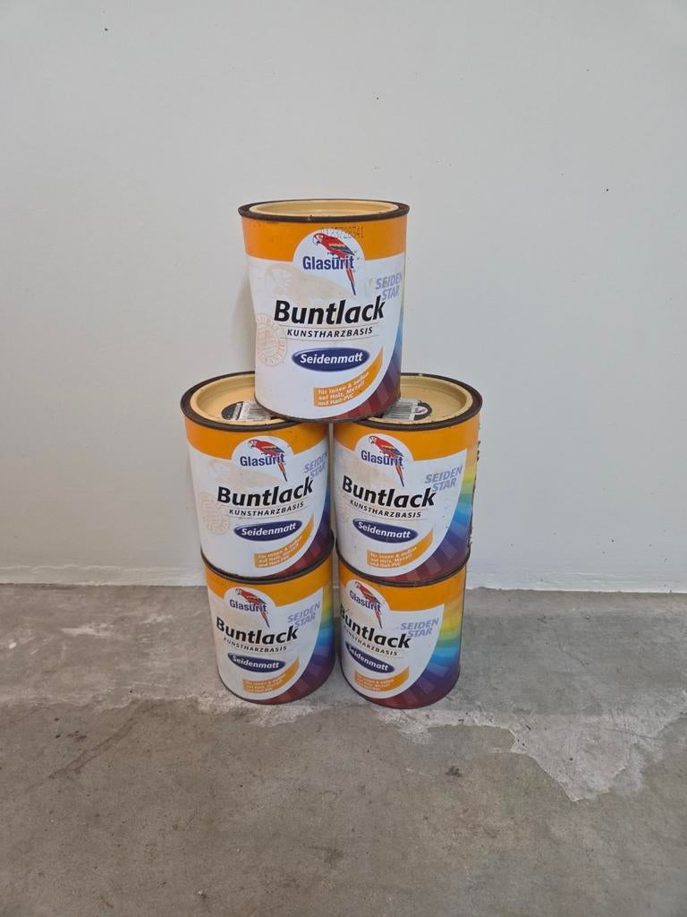 Glasurit Buntlack Seidenmatt — couleur Wüstensand 5 pièces, Bricolage & Construction, Peinture, Vernis & Laque, Beige, Enlèvement
