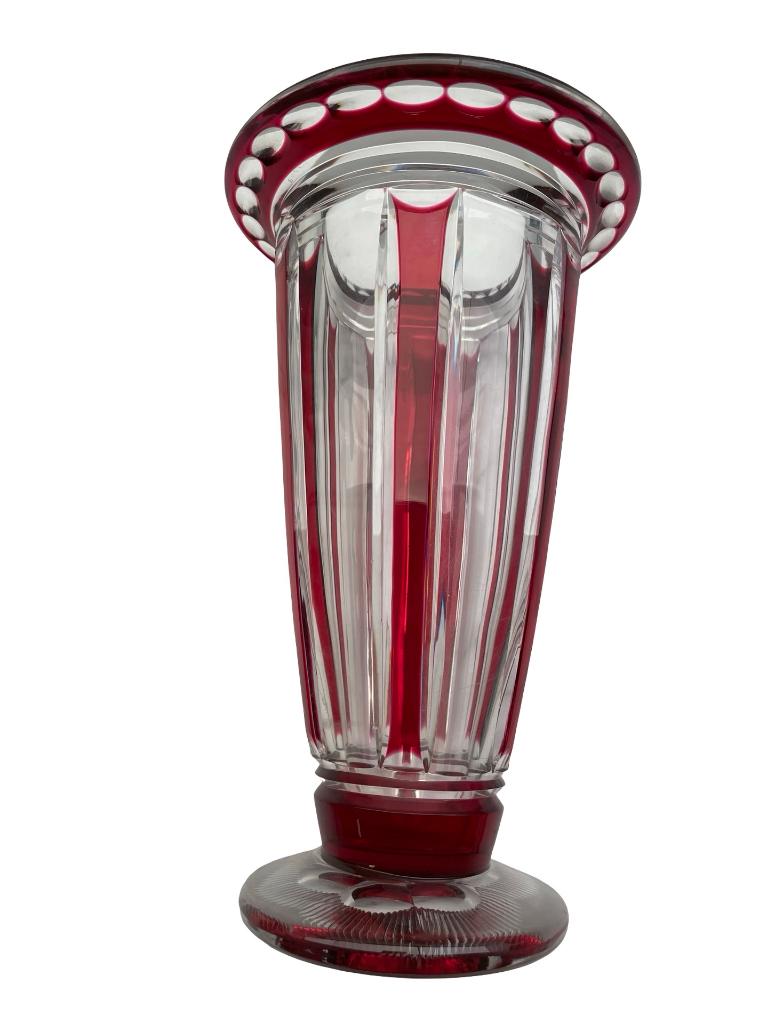 Vase Val Saint Lambert Ardennes Art Déco cristal rouge, Antiquités & Art, Enlèvement ou Envoi