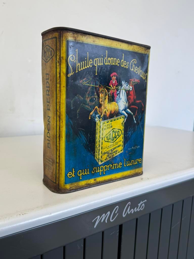 Yacco paarden 2 liter olie blik, Verzamelen, Blikken, Ophalen of Verzenden, Gebruikt, Overige, Overige merken