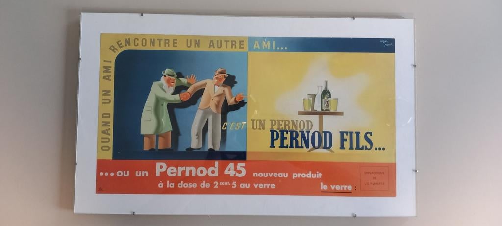 Advertentie op papier in de oude Pernod 45, Verzamelen, Merken en Reclamevoorwerpen, Zo goed als nieuw, Ophalen of Verzenden