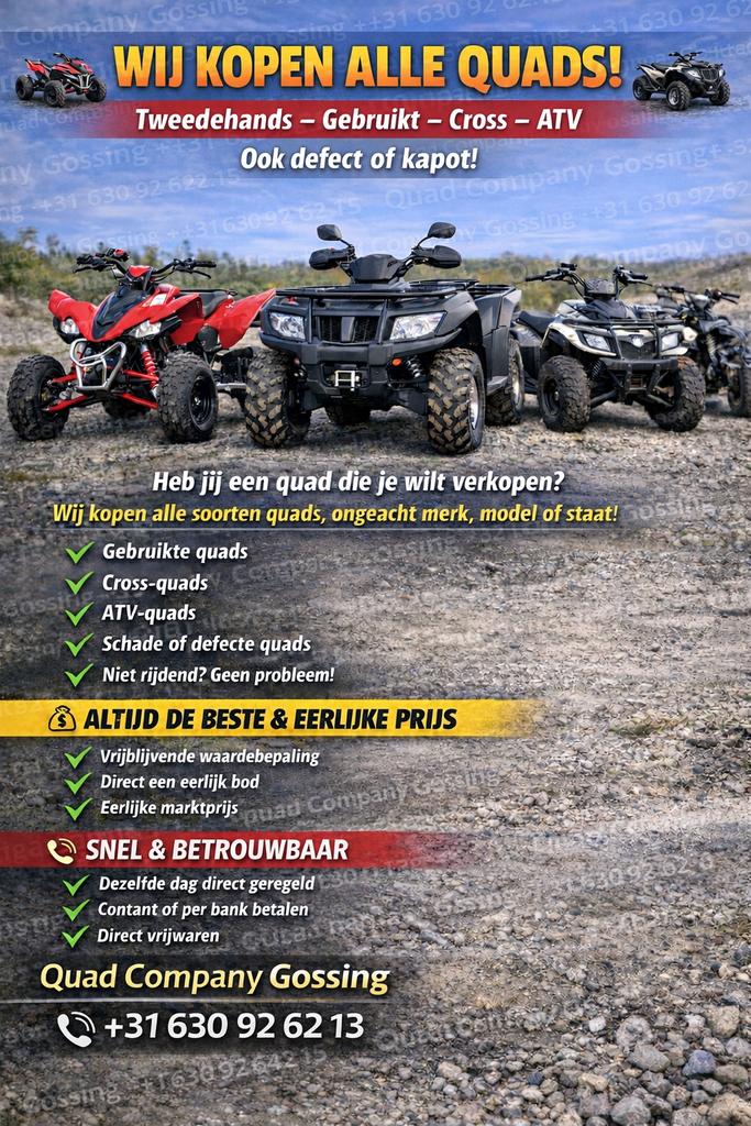 Quads gezocht quad opkoper wij kopen uw quad, Motos, Motos | Yamaha, Particulier, Enlèvement