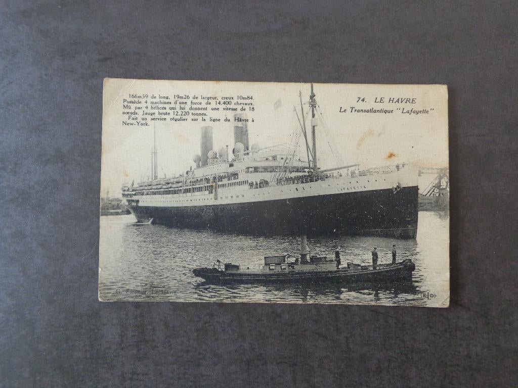 1 ancienne carte postale Transatlantique Lafayette au Havre, Collections, Enlèvement