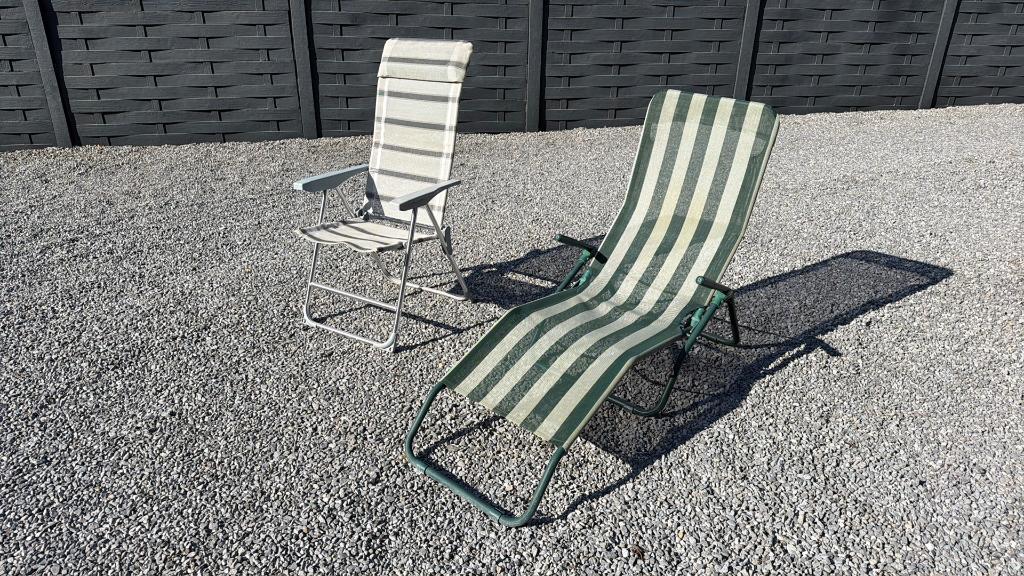 Ligbed en verstelbare tuinstoel, Jardin & Terrasse, Chaises longues, Enlèvement, Utilisé, Métal, Réglable