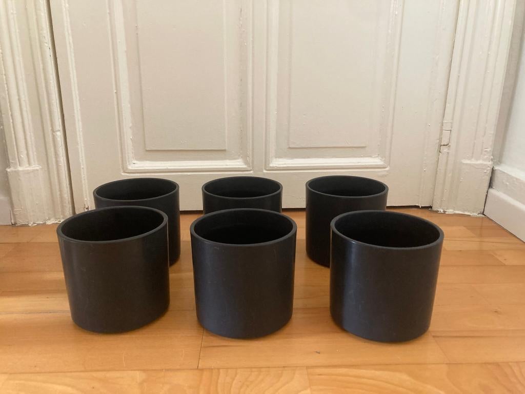 Lot de 6 caches pots en grès noir, Jardin & Terrasse, Pots de fleurs, Enlèvement, Comme neuf