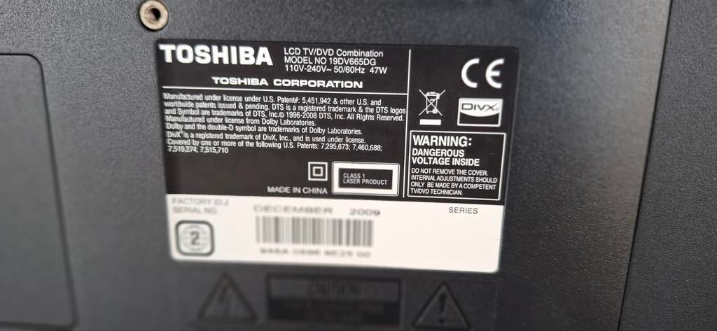 Téléviseur LCD Toshiba 47 cm avec lecteur DVD, Enlèvement, LCD, Toshiba