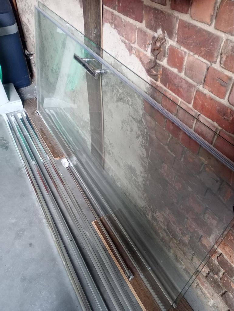 Douche deur- en zijpaneel glas, Enlèvement, Utilisé, Inox, Douche