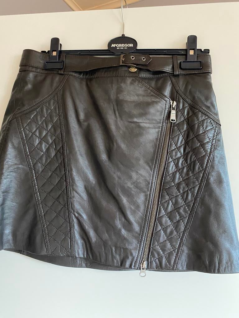 Echt lederen rok kort donketbruin, Kleding | Dames, Rokken, Ophalen, Zo goed als nieuw, Maat 38/40 (M)