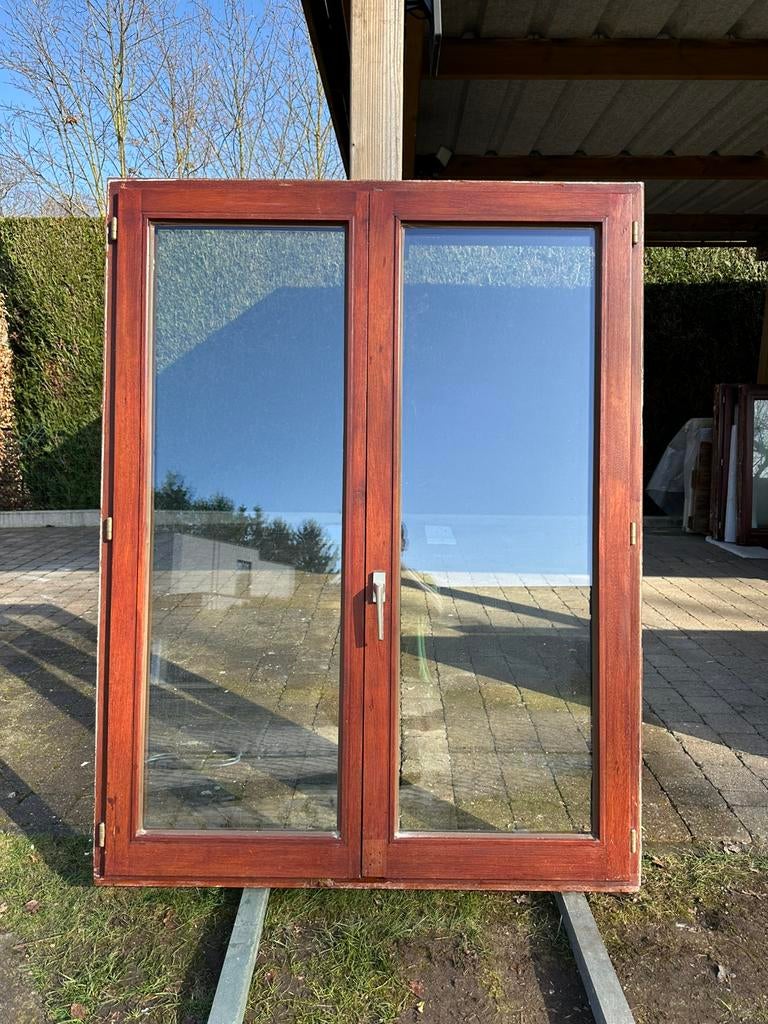 Houten ramen (dubbel glas) te koop in verschillende maten, Ophalen, Gebruikt, Gevelraam of Ruit, Dubbelglas