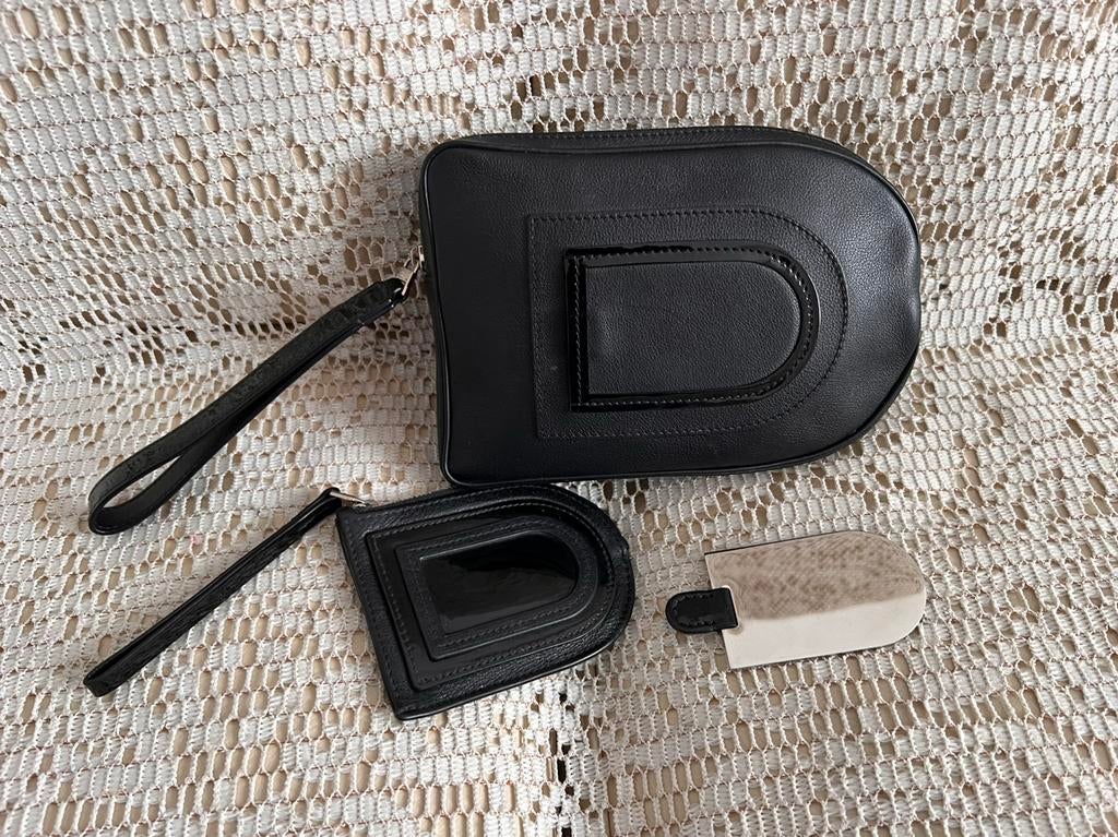 DELVAUX zwarte leren etui en portemonnee, Handtassen en Accessoires, Ophalen of Verzenden, Zo goed als nieuw, Zwart