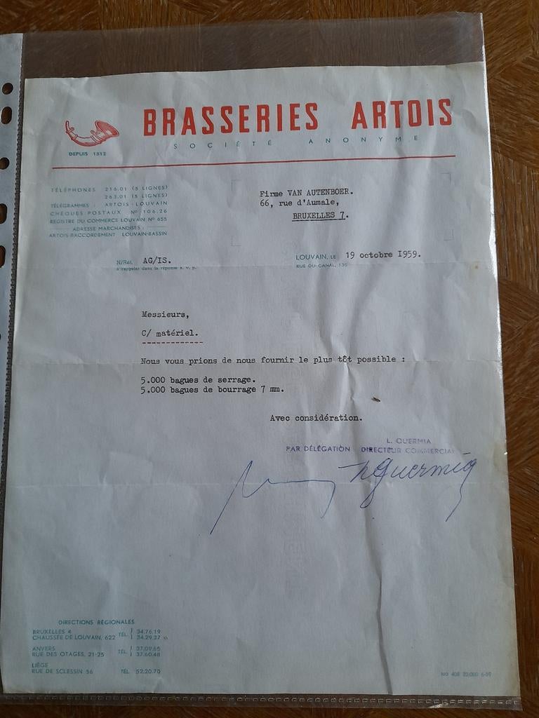 4 oude facturen Stella artois, Verzamelen, Ophalen of Verzenden, Stella Artois