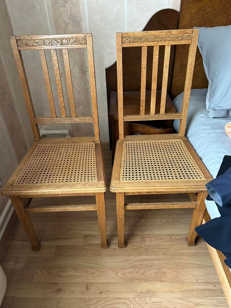 2 stoelen met rieten zitting, Huis en Inrichting, Stoelen, Ophalen