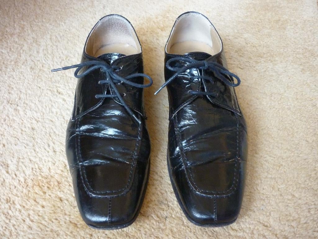 Lak Lederen Schoenen Vero Cuoio, Zwart, Gedragen, Veterschoenen, Vero Cuoio