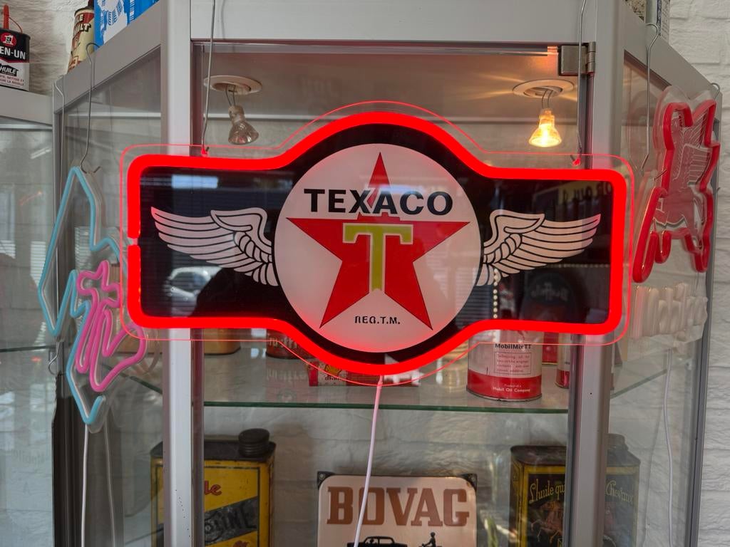 TEXACO reclame NeoN verlichting, Ophalen, Zo goed als nieuw, Lichtbak of (neon) lamp