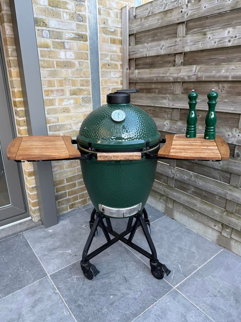 Big Green Egg Large + IntEGGrated Nest + Handler + zijtafels, Tuin en Terras, Ophalen, Gebruikt, Big Green Egg