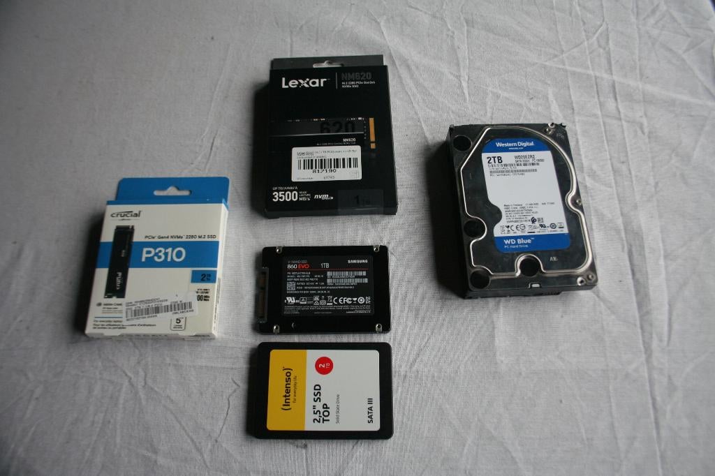1TB 2TB SSD INTENSO SAMSUNG LEXAR CRUCIAL, Computers en Software, Ophalen, SATA, SSD