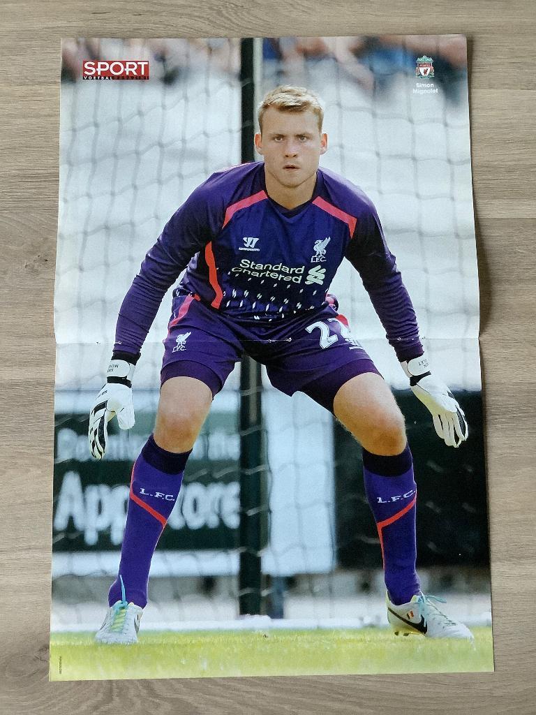 Poster Simon Mignolet bij Liverpool uit 2013, Ophalen of Verzenden, Zo goed als nieuw, Poster, Plaatje of Sticker