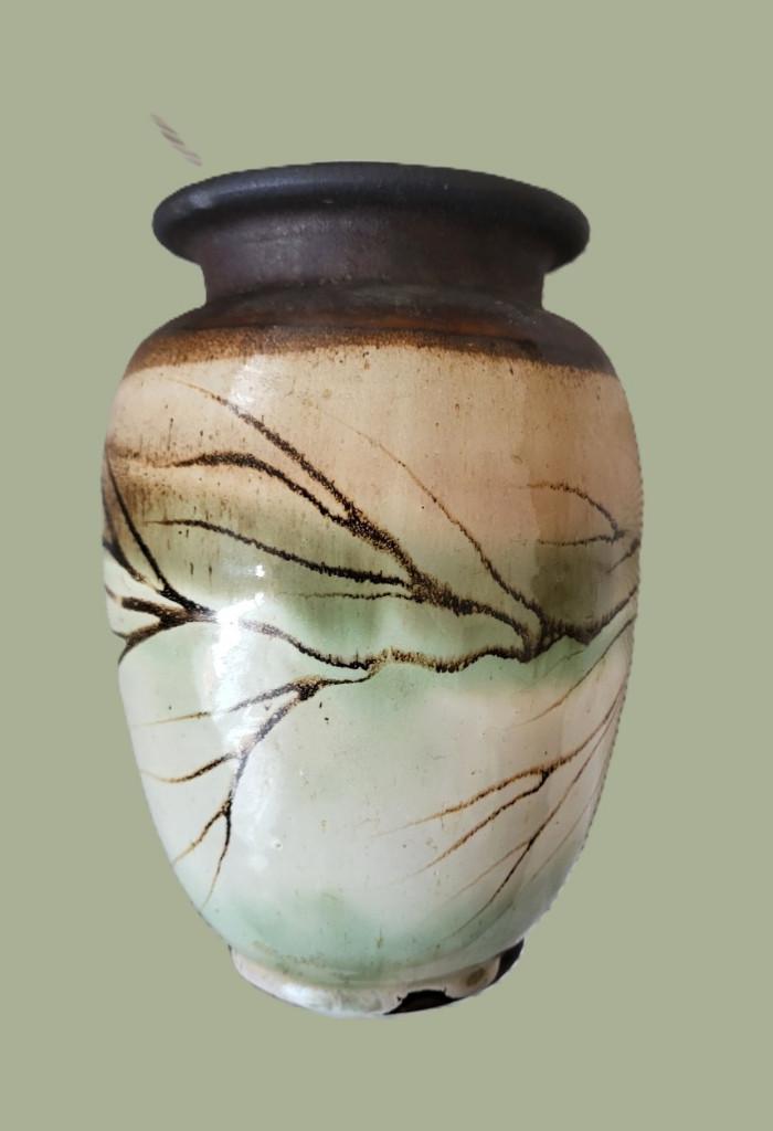 Vase artisanal grès émaille signé, Antiquités & Art, Enlèvement ou Envoi