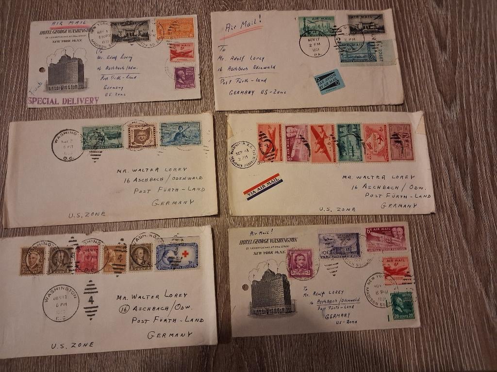 Enveloppe timbrée USA 1951-1953, Timbres & Monnaies, Lettres & Enveloppes | Étranger, Enlèvement ou Envoi, Enveloppe