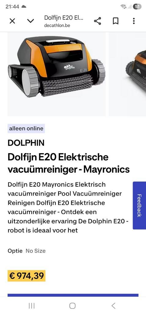 Nieuwe zwembadrobot dolphin e20, Enlèvement