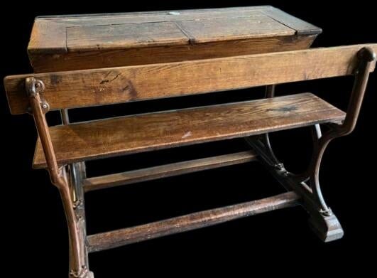 Antieke schoolbank met origineel inktpotje, Antiek en Kunst, Ophalen