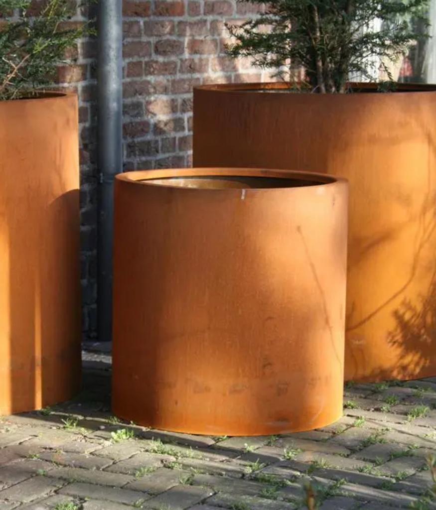 Boîtes à fleurs rondes en acier corten, Jardin & Terrasse, Bacs à fleurs & Jardinières, Enlèvement, Neuf, Métal