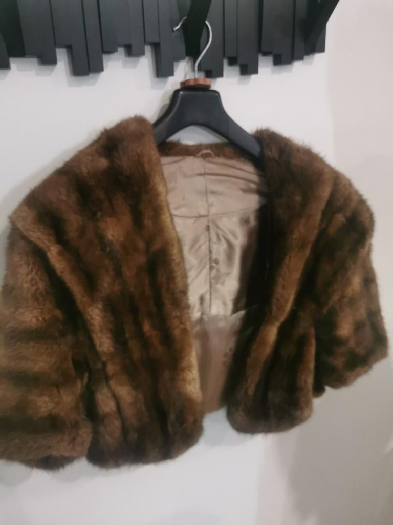 Étole vintage en vison véritable brun taille 50, Enlèvement ou Envoi, Brun